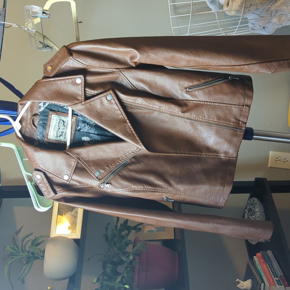 Brown Leather moto jacket